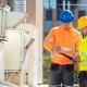 Two HVAC professionals lookover a clipboard together