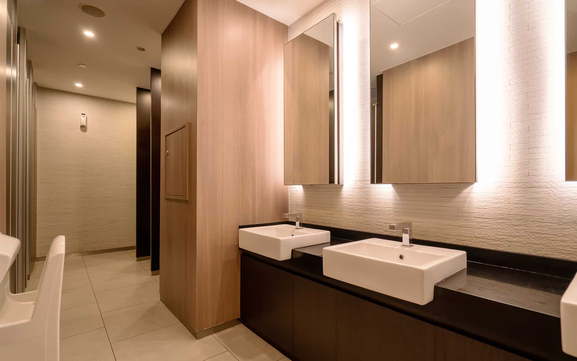 Hotel bathroom with modern architectural style