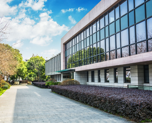 Entrance of modern office building